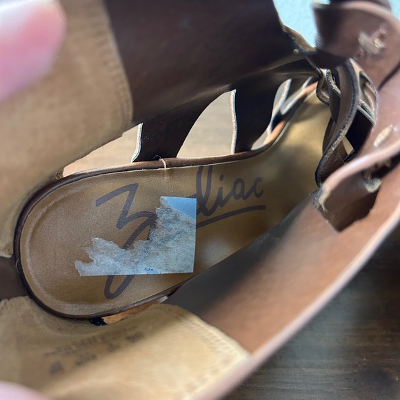 Zodiac Sandals 10 Camila Cognac Brown Leather Gladiator Block Heel - Picture 9 of 9